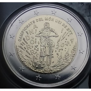 Аверс монеты Андорра, 2 евро, 2024, Чемпионат мира UCI по маунтинбайку 2024