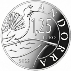 Аверс монеты Андорра, 1.25 евро, 2023, Глухарь