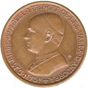 Аверс монеты Андорра, 25 сантимов, 1986