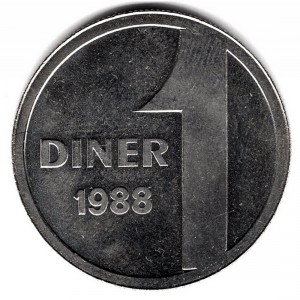 Реверс монеты Андорра, 1 динер, 1988, Пон-де-ла-Марджинеда