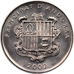 Аверс монеты Андорра, 1 сантим, 2002, Карл Великий