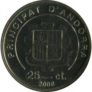 Аверс монеты Андорра, 25 сантимов, 2006, Новый Папа Бенедикт XVI