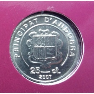 Аверс монеты Андорра, 25 сантимов, 2007, Папы 20-го века - Пий XII