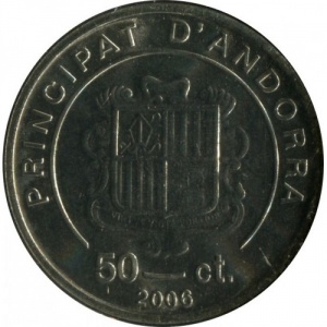 Аверс монеты Андорра, 50 сантимов, 2006, Новый Папа Бенедикт XVI