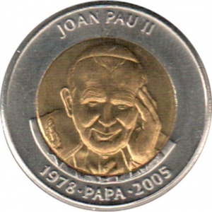 Реверс монеты Андорра, 1 динер, 2005, Смерть Иоанна Павла II