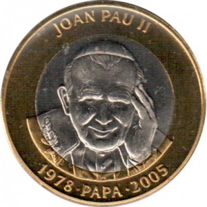 Реверс монеты Андорра, 2 динера, 2005, Смерть Иоанна Павла II