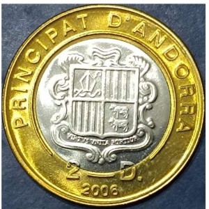 Аверс монеты Андорра, 2 динера, 2006, Новый Папа Бенедикт XVI