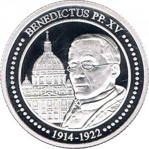 Реверс монеты Андорра, 1 динер, 2012, Папы 20-го века - Папа Бенедикт XV