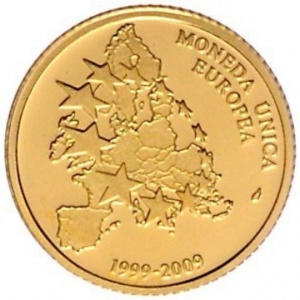 Реверс монеты Андорра, 2 динера, 2009, 10 лет монетам ЕВРО