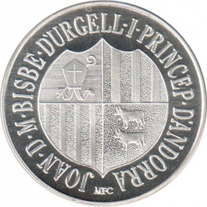 Аверс монеты Андорра, 10 динеров, 1986, Чемпионат мира по футболу 1986