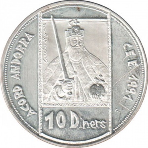 Реверс монеты Андорра, 10 динеров, 1991, ЭКЮ таможенный союз