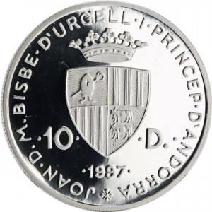 Аверс монеты Андорра, 10 динеров, 1997, Дикие животные - Рыжая лисица