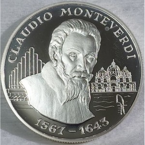 Реверс монеты Андорра, 10 динеров, 1998, Клаудио Монтеверди