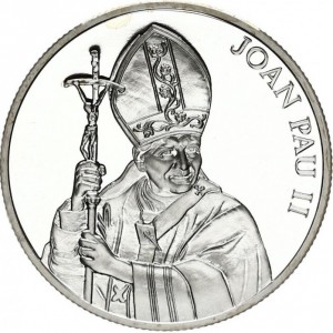 Реверс монеты Андорра, 10 динеров, 2004, Папа Иоанн Павел II - Папа римский с пастырским персоналом