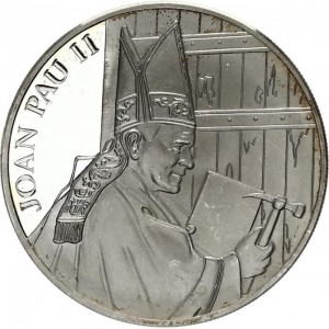 Реверс монеты Андорра, 10 динеров, 2004, Папа римский Иоанн Павел II - Папа римский с молотком