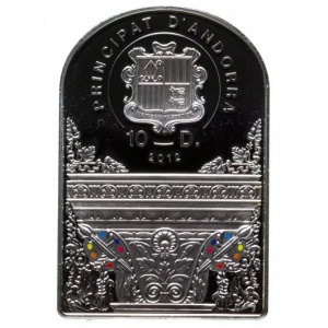 Аверс монеты Андорра, 10 динеров, 2012, Семь добродетелей - Справедливость