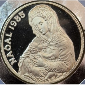 Реверс монеты Андорра, 20 динеров, 1985, Рождество