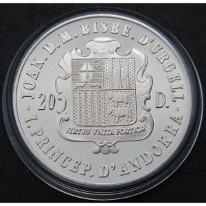 Аверс монеты Андорра, 20 динеров, 1987, XXIV летние Олимпийские Игры, Сеул 1988