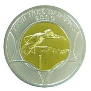 Реверс монеты Андорра, 20 динеров, 2000, XXVII летние Олимпийские Игры, Сидней 2000 /Бег с барьерами/