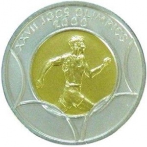 Реверс монеты Андорра, 20 динеров, 2000, XXVII летние Олимпийские Игры, Сидней 2000 /Бег/