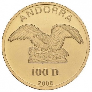 Аверс монеты Андорра, 100 динеров, 2006, Беркут