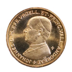 Аверс монеты Андорра, 1500 динеров, 1980, Йоханнес /Текст латиницей/