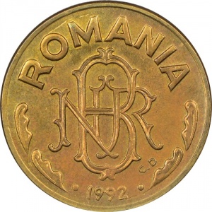 Аверс монеты Румыния, 1 лей, 1992