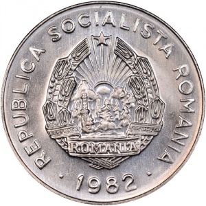 Аверс монеты Румыния, 25 бань, 1982