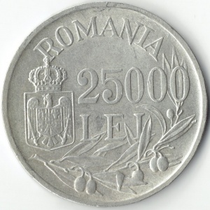 Реверс монеты Румыния, 25.000 леев, 1946