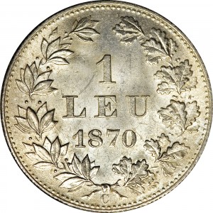 Реверс монеты Румыния, 1 лей, 1870