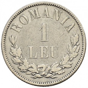 Реверс монеты Румыния, 1 лей, 1873-1876