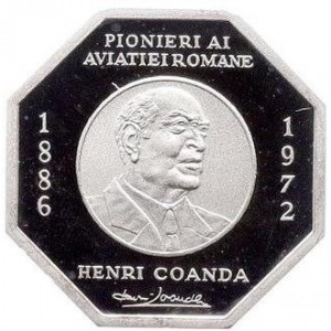 Реверс монеты Румыния, 50 леев, 2001, Пионеры румынской авиации - Анри Коанда