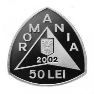 Аверс монеты Румыния, 50 леев, 2002, Заповедники и национальные парки - Ретезат, Беркут