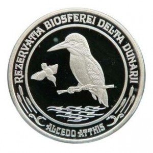 Реверс монеты Румыния, 50 леев, 2003, Международный год чистой воды - Биосферный заповедник "Дельта Дуная". Зимородок…
