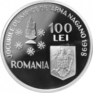 Аверс монеты Румыния, 100 леев, 1998, Зимние Олимпийские игры, Нагано 1998 - Фигурное катание
