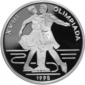 Реверс монеты Румыния, 100 леев, 1998, Зимние Олимпийские игры, Нагано 1998 - Фигурное катание