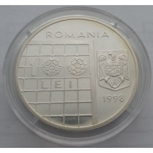 Реверс монеты Румыния, 100 леев, 1998, Чемпионат мира по футболу 1998