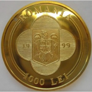 Аверс монеты Румыния, 1000 леев, 1999, Визит Папы Иоанна Павла II в Румынию 7-9 мая 1999