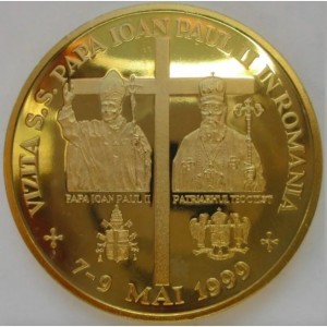Реверс монеты Румыния, 1000 леев, 1999, Визит Папы Иоанна Павла II в Румынию 7-9 мая 1999