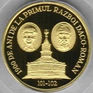 Реверс монеты Румыния, 1000 леев, 2001, 1900 лет первому дакийскому походу Траяна