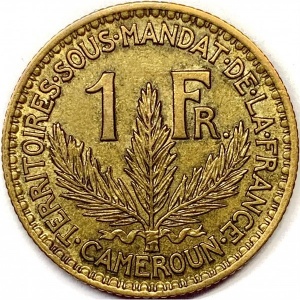 Реверс монеты Камерун, 1 франк, 1924-1926