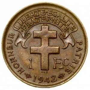 Реверс монеты Камерун, 1 франк, 1943