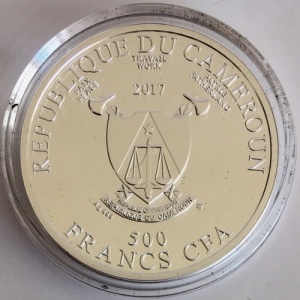 Аверс монеты Камерун, 500 франков, 2017, Сандро Боттичелли - Рождение Венеры