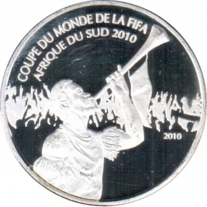Реверс монеты Камерун, 1000 франков, 2010, Чемпионат мира по футболу 2010, Южная Африка