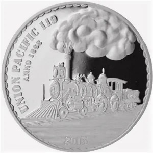 Реверс монеты Камерун, 1000 франков, 2015, Железнодорожная сеть "Тихоокеанский союз"