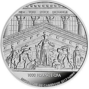 Аверс монеты Камерун, 1000 франков, 2017, 200 лет Нью-Йоркской фондовой бирже
