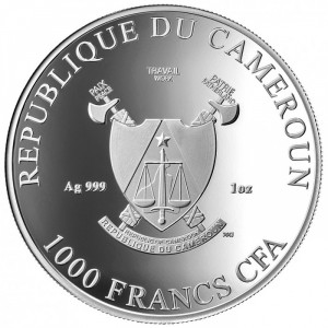 Аверс монеты Камерун, 1000 франков, 2025, Три грации (Brillant uncirculated)