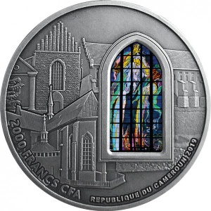 Аверс монеты Камерун, 2000 франков, 2019, Церковь Святого Франциска Ассизского в Кракове