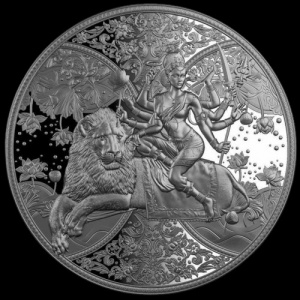 Реверс монеты Камерун, 2000 франков, 2023, Индуизм - Дурга