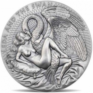 Реверс монеты Камерун, 2000 франков, 2023, Небесная красота - Леда и лебедь